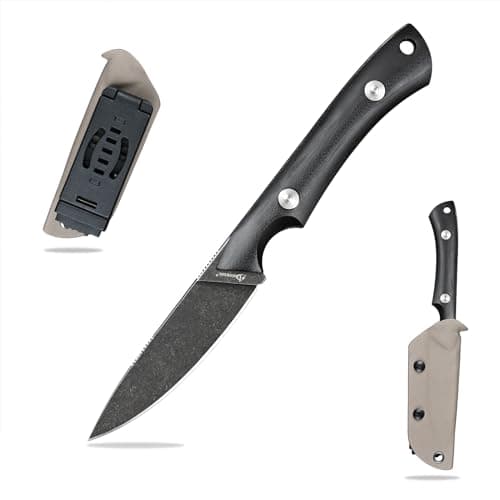 DC53 Steel Tactical Fixed Blade Knife with Kydex Sheath for Men EDC (Black G10 Handle) — Black+G10 Black
