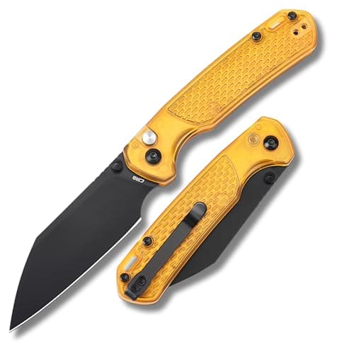 CJRB Pyrite-Light Pocket Knife, 3.34" AR-RPM9 Steel EDC Knife, Green, J1945 — Amber