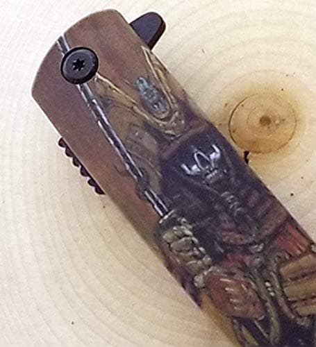 Falcon Folding Pocket Knife with Japanese Art Design Handle — Skull Samurai