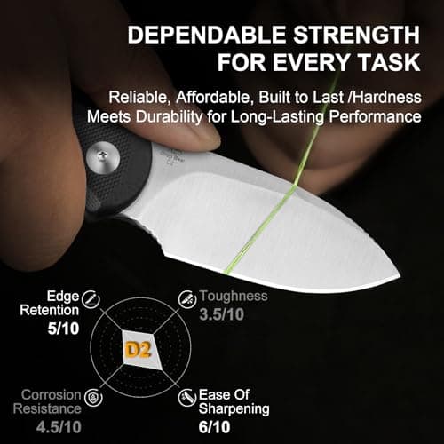 Kizer Drop Bear D2 Satin EDC Knife, Black G10 Handle, Outdoor Survival Tool