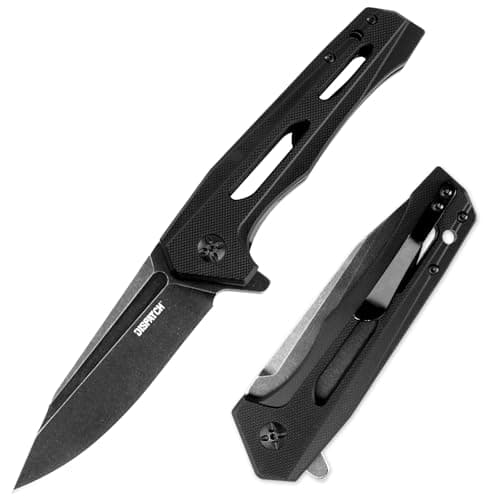 Axis Lock Pocket Knife, 3.46" D2 Steel Blade, G10 Handle, Crossbar Lock, Camping & Hiking — Black Large Pocket Knife