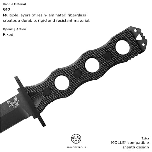 Benchmade 185BK SOCP Black G10 Handle Tactical Knife