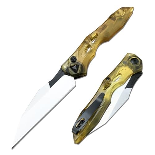 8 Inch D2 Blade Folding Knife with Button Lock and PEI Handle