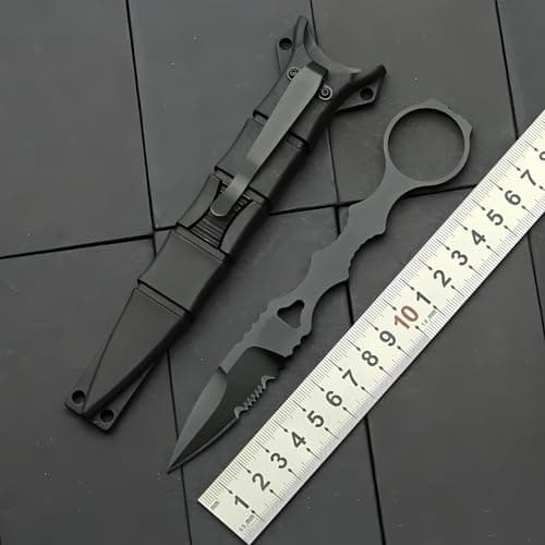 6.7 Inch 440C Fixed Blade Portable Knife for Camping with Kydex Sheath (Black)