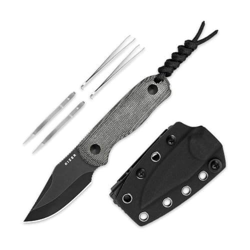 Kizer Drop Bear D2 Satin EDC Knife, Black G10 Handle, Outdoor Survival Tool — Clip Point AEB-L Blade+ Black Micarta Handle