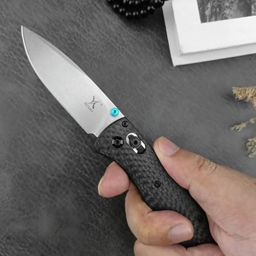 Folding Pocket Knife with D2 Steel Blade and Carbon Fiber Handle