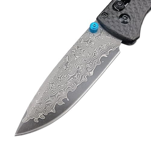 HUAAO Damascus Pocket Knife for Men, Axis Lock, Carbon Fiber Handle, Pocket Clip, EDC Gifts