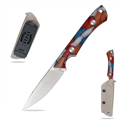 DC53 Steel Tactical Fixed Blade Knife with Kydex Sheath for Men EDC (Black G10 Handle) — Colorful pattern G10