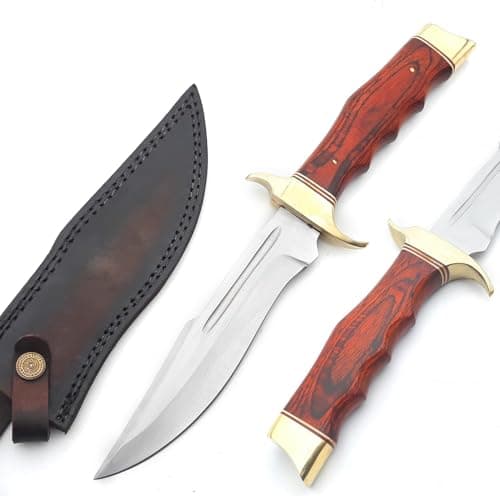 Predator Hunter 9" Damascus Steel Fixed Blade Skinning Knife (Exotic Wood Handle) — HK-26