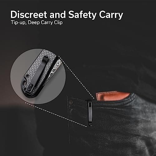 CIVIVI Elementum II Damascus Blade Pocket Knife, Deep Carry Clip, EDC C18062PB-DS1