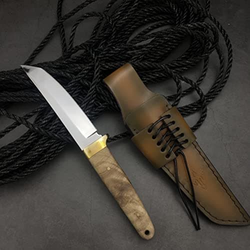 Outdoor Full Tang Hunting Knife with Leather Sheath