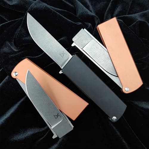 Men's Cool Reversal Pocket Knife, D2 Blade, Manual Open, T6 Aluminum Handle (Black)