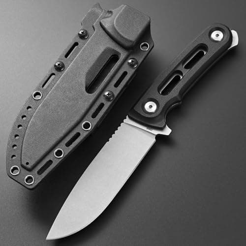 Gtkii Black Fixed Blade Knife AUS-8 Steel, Full Tang, Nylon Fiberglass Handle, EDC Tool for Outdoor Adventure
