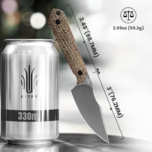 Kizer Mini Harpoon Fixed Blade Knife, 1040SM1, Micarta Handle, Hunting and EDC Camping Knife