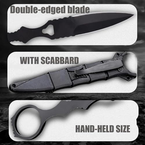 Black and White Portable Fixed Blade Knife with Kydex Sheath Camping Outdoor 440C Steel