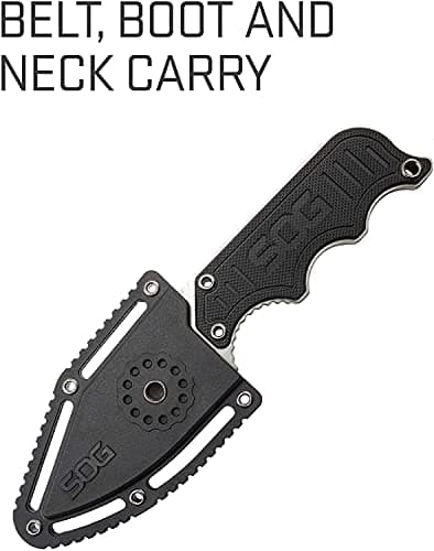 SOG Instinct Boot Knife, 2.3" Full Tang, Black, EDC Blade Sheath Clip