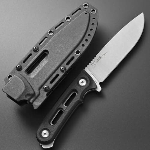 Gtkii Black Fixed Blade Knife AUS-8 Steel, Full Tang, Nylon Fiberglass Handle, EDC Tool for Outdoor Adventure