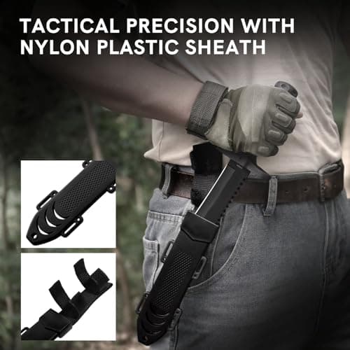 12-inch Dispatch Fixed Blade Hunting Knife, Survival Bowie for Men, Non-Slip Handle, Bushcraft Outdoor Camping