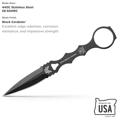 Benchmade SOCP Double Edge Dagger, Black Handle