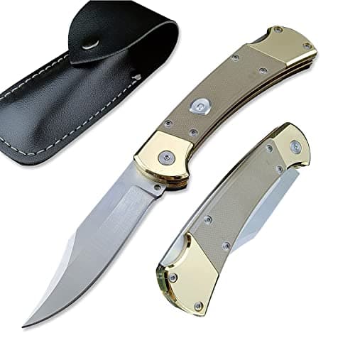 Men's 440C Stainless Steel Lock-Back Pocket Knife with G10 Handle