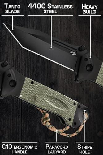 Grand Way Survival Tactical Tanto Knife – 5.9" Full Tang – 3+ Colors
