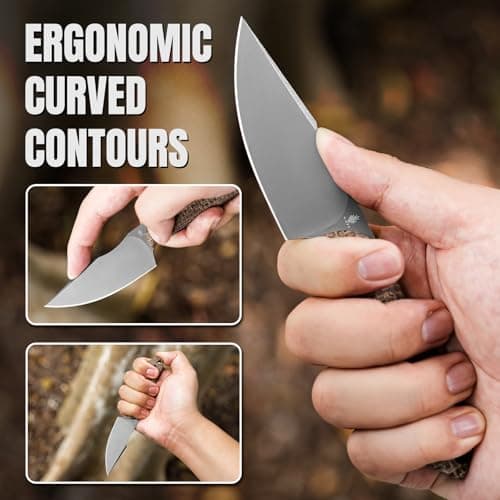 Kizer Mini Harpoon Fixed Blade Knife, 1040SM1, Micarta Handle, Hunting and EDC Camping Knife