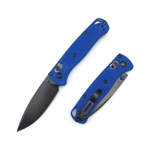 6.5 Inch Axis Lock 7Cr17Mov Blade Folding Knife - Blue Grivory Handle, Perfect for Camping and Hunting