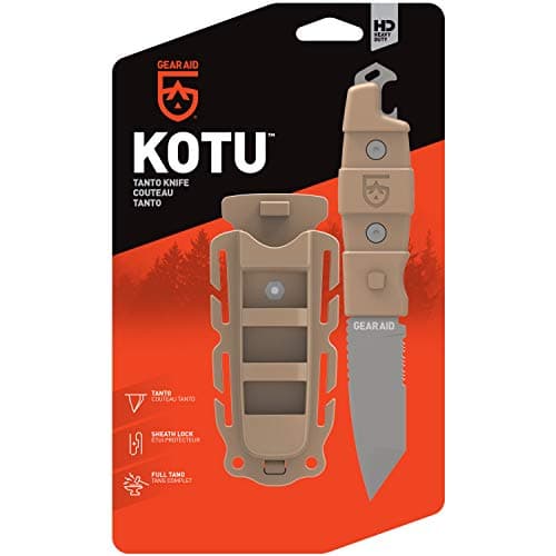GEAR AID Quick Release Sheath, 3" Titanium-Coated Blade Tanto Knife