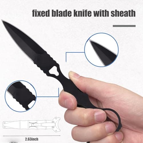 Black and White Portable Fixed Blade Knife with Kydex Sheath Camping Outdoor 440C Steel