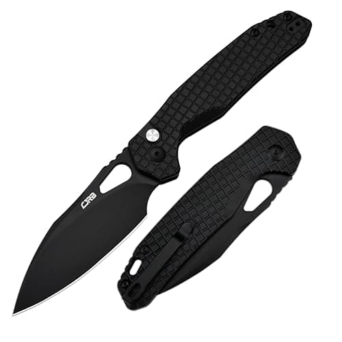 CJRB AR-RPM9 Steel Fracture Folding Knife, Button Lock, EDC, Tactical, Camping Gift (J1931) — Black/CNC