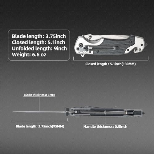 Folding Pocket Knife, 3-in-1 Multitool Switch Blade, EDC Tactical Knife for Self Defense, Camping, Hunting