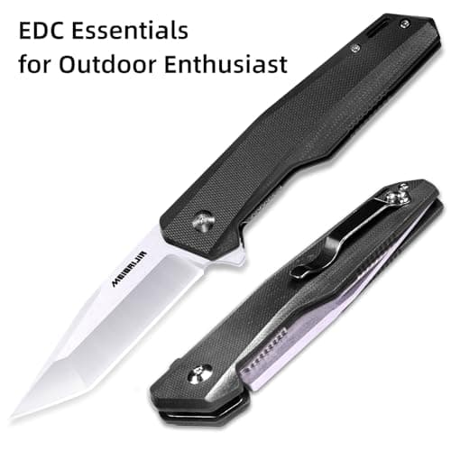 D2 Blade Liner Lock Folding Knife with G10 Handle for Hiking and Camping