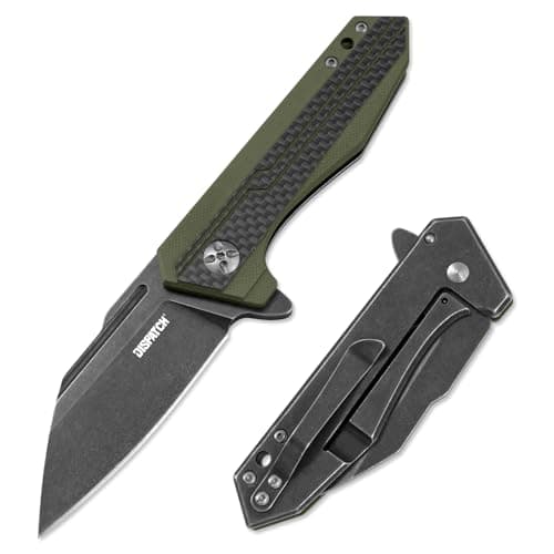 Axis Lock Pocket Knife, 3.46" D2 Steel Blade, G10 Handle, Crossbar Lock, Camping & Hiking — Green Pocket Knives
