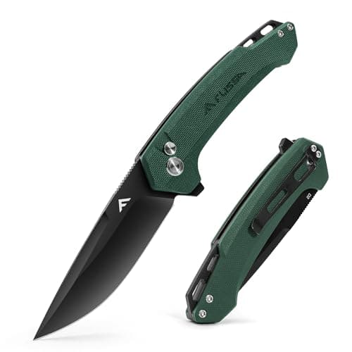 FLISSA Green Pocket Folding Knife with D2 Blade and G10 Handle