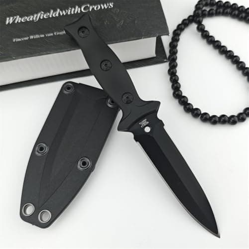 Goshawk 7.3" 440C Black Coated Fixed Blade Knife with ABS Handle