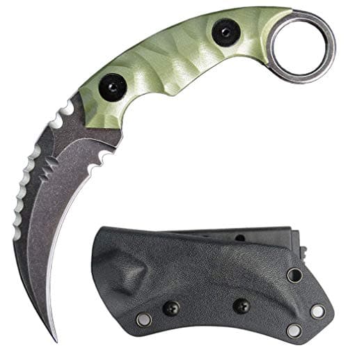 Ccanku C1691 D2 Steel Fixed Blade Knife, G10 Handle, 4 Inches, Outdoor & Camping EDC Tool, Kydex Sheath — Army green