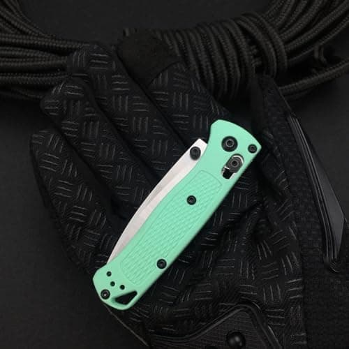 HUAAO 6.5" Thumb Stud Open Lock Knife, 7Cr17Mov Grivory Handle, Hunting & Camping Folding Knife (Green)