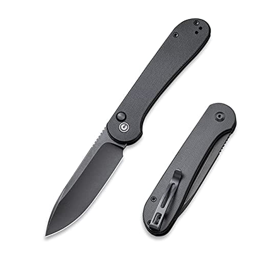 CIVIVI Elementum Button Lock Damascus Blade Knife - EDC C2103DS-3 — Black