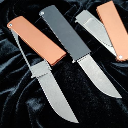 Men's Cool Reversal Pocket Knife, D2 Blade, Manual Open, T6 Aluminum Handle (Black)