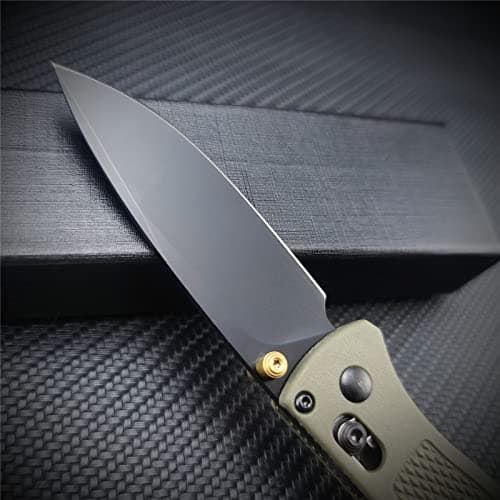 Axis Lock Knife, Men's EDC Folding Pocket Knife, Green Grivory Fiberglass Handle, Coated Blade, Lightweight Belt Clip