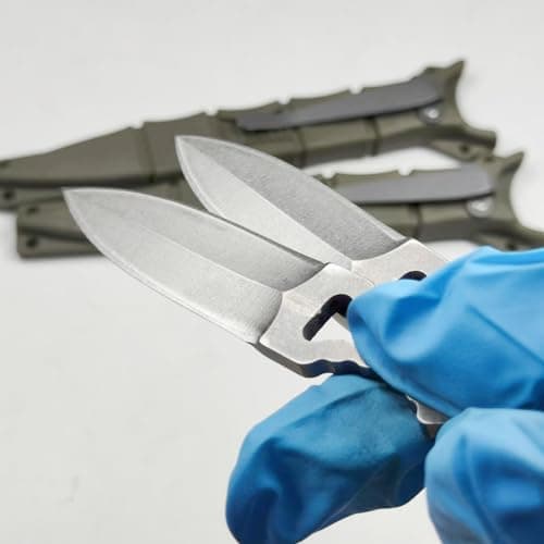 6.7" Tactical Fixed Blade Knife with Sheath, Serrated Edge, Stonewash - Perfect for Camping, Hunting, Hiking, and Fishin