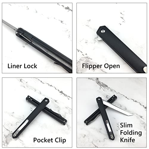 HUAAO Slim 7.95" Gentleman's Flip Knife for EDC, Camping, Fishing, Hiking