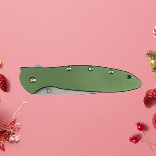 Green Leek Assisted Opening Knife, 5Cr15Mov Blade, Stainless Steel Handle, Flipper Lock