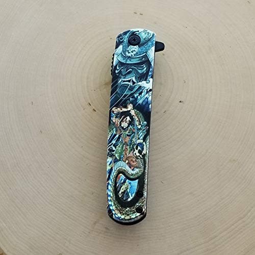 Falcon Folding Pocket Knife with Japanese Art Design Handle