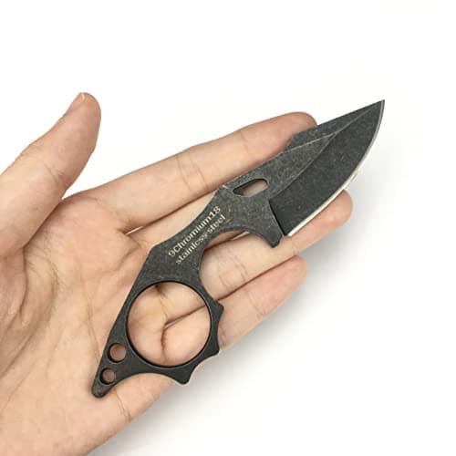 HUAAO Mini Neck Knife with Sheath & Necklace, D2 Steel Folding Pocket Knife for EDC, Outdoor & Hiking