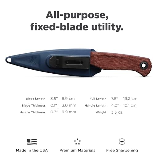 Benchmade Dacian Fixed Blade Knife Brown Canvas Micarta 203BT-01