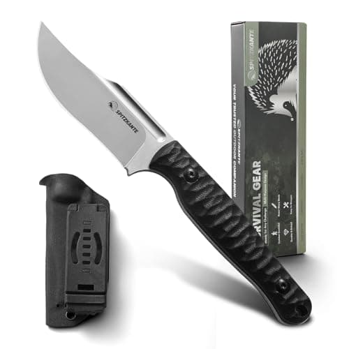 G10 Handle 8" Full Tang D2 Survival Knife with Kydex Sheath — A2- Black-Silver