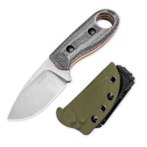 Kizer Beaver Fixed Blade Knife, 2.75" D2blade EDC Camping Knife, Olive Green G10 Handle — Nitro V Blade+Black Micarta&Orange G10 Handle