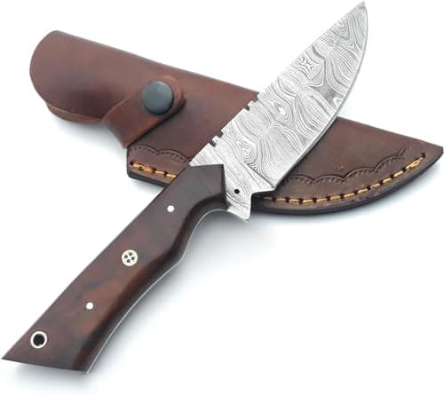 Predator Hunter 9" Damascus Steel Fixed Blade Skinning Knife (Exotic Wood Handle) — HK-31