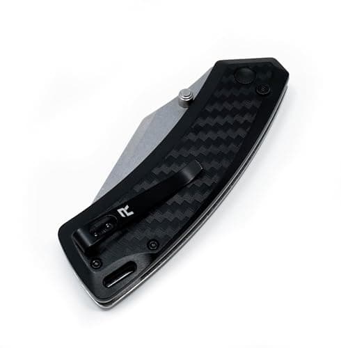REVO Canyon Pocket Knife, 3" Steel Button Lock, Stainless & FRN, Versatile EDC (Black)